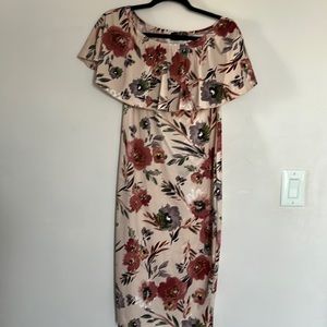 Off the shoulder fitted maternity dress